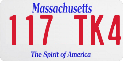MA license plate 117TK4