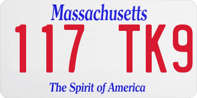 MA license plate 117TK9