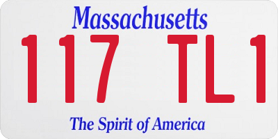 MA license plate 117TL1