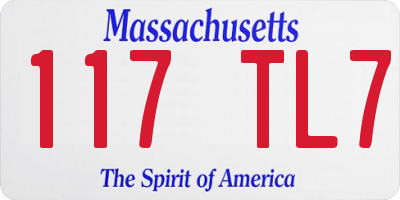MA license plate 117TL7