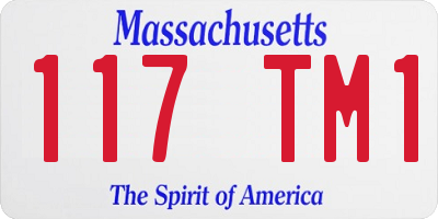 MA license plate 117TM1