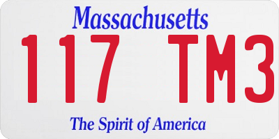 MA license plate 117TM3