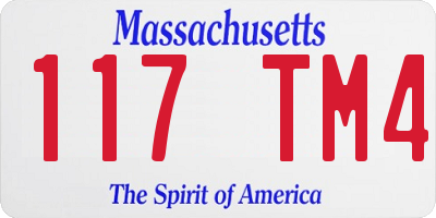 MA license plate 117TM4