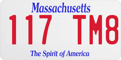 MA license plate 117TM8