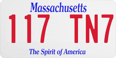 MA license plate 117TN7