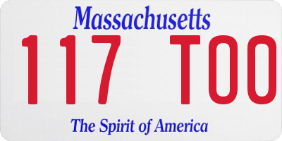 MA license plate 117TO0