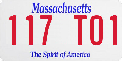 MA license plate 117TO1