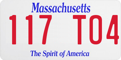 MA license plate 117TO4