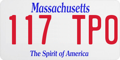 MA license plate 117TP0