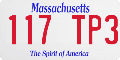 MA license plate 117TP3