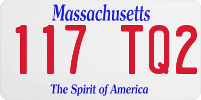 MA license plate 117TQ2
