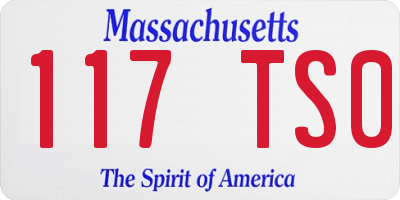 MA license plate 117TS0