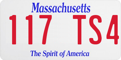 MA license plate 117TS4