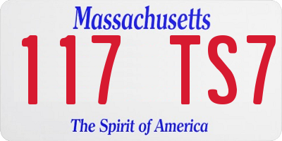 MA license plate 117TS7