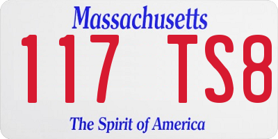 MA license plate 117TS8