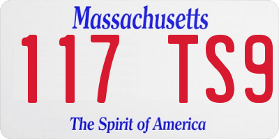 MA license plate 117TS9