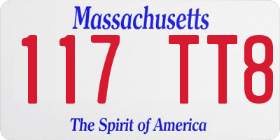 MA license plate 117TT8