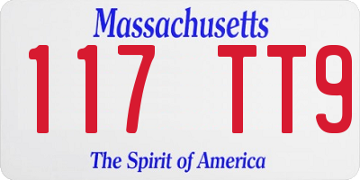MA license plate 117TT9