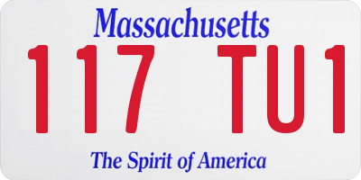 MA license plate 117TU1
