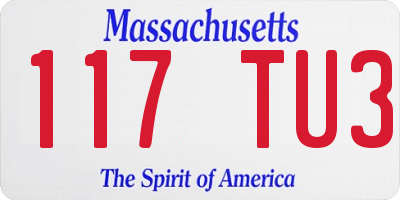 MA license plate 117TU3
