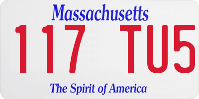 MA license plate 117TU5