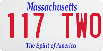 MA license plate 117TW0