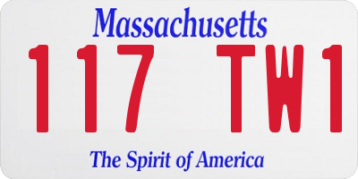 MA license plate 117TW1