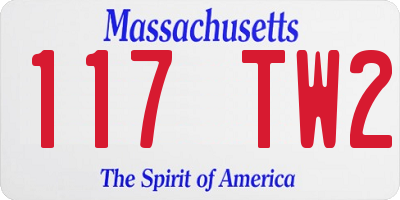 MA license plate 117TW2