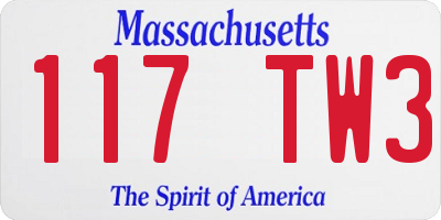 MA license plate 117TW3