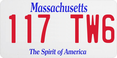 MA license plate 117TW6