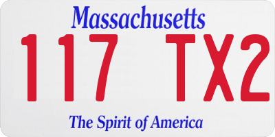 MA license plate 117TX2