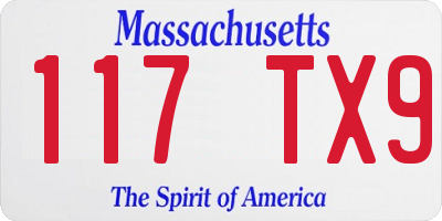 MA license plate 117TX9