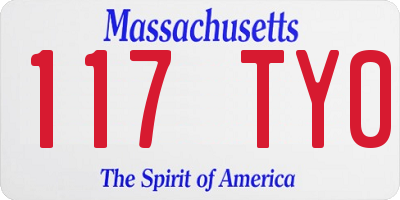 MA license plate 117TY0