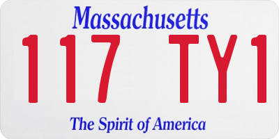 MA license plate 117TY1