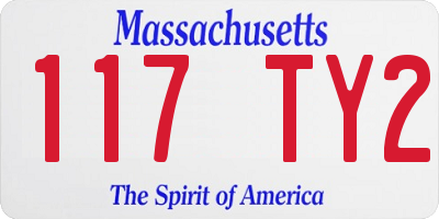 MA license plate 117TY2