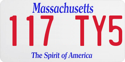 MA license plate 117TY5