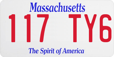 MA license plate 117TY6