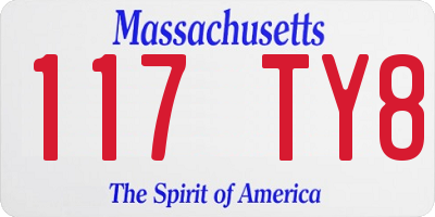 MA license plate 117TY8