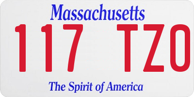 MA license plate 117TZ0