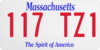 MA license plate 117TZ1