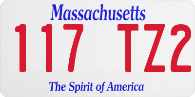 MA license plate 117TZ2