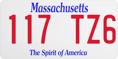 MA license plate 117TZ6