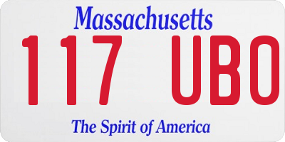 MA license plate 117UB0