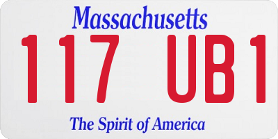 MA license plate 117UB1