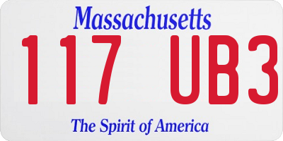 MA license plate 117UB3