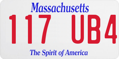 MA license plate 117UB4
