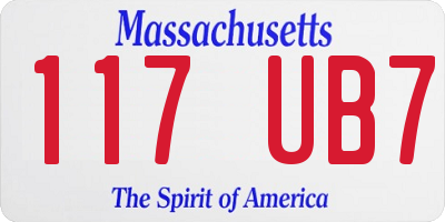 MA license plate 117UB7