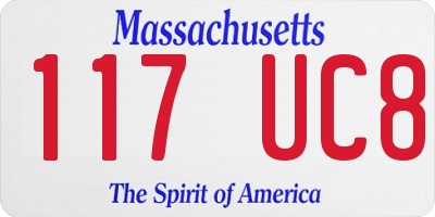 MA license plate 117UC8