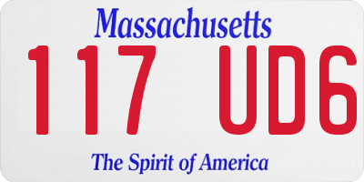 MA license plate 117UD6