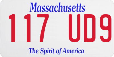 MA license plate 117UD9